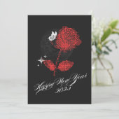 GELUKKIG NIEUWJAAR 2025 Rode roos kaart (Staand voorkant)