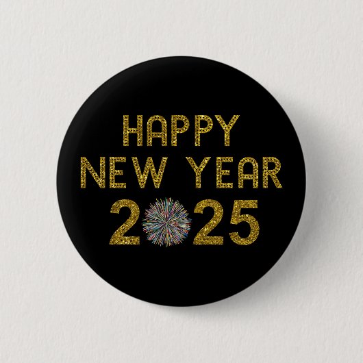 Gelukkig Nieuwjaar 2025 Ronde Button 5,7 Cm (Voorkant)