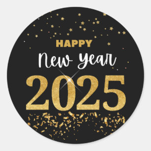 Gelukkig Nieuwjaar 2025 Ronde Sticker