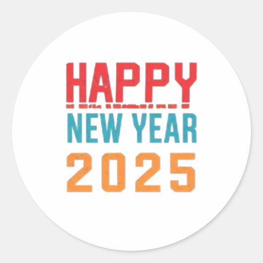 Gelukkig Nieuwjaar 2025 Ronde Sticker (Voorkant)