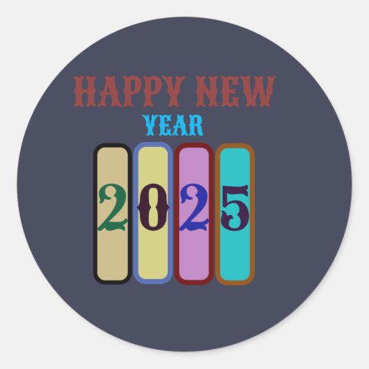 Gelukkig Nieuwjaar 2025 Ronde Sticker (Voorkant)