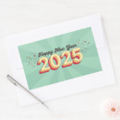 Gelukkig nieuwjaar 2025 ster groovy retro tekst rechthoekige sticker (Envelop)