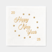 Gelukkig nieuwjaar 2025 sterren folie servetten (Voorkant)