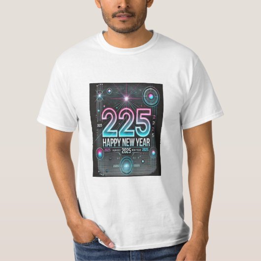 Gelukkig Nieuwjaar 2025 t-shirt Modern design (Voorkant)