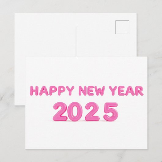 Gelukkig Nieuwjaar 2025 transparante achtergrond Feestdagenkaart (Voorkant / Achterkant)