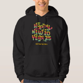 Gelukkig Nieuwjaar 2025 Trendy Kleurrijk Gepersona Hoodie