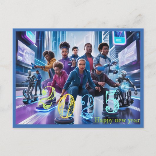 Gelukkig Nieuwjaar 2025 Typografie Cadeau Briefkaart (Voorkant)