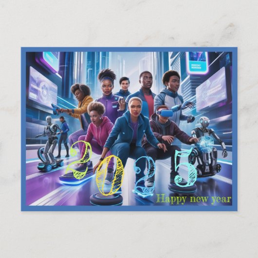 Gelukkig nieuwjaar 2025 typografie cadeau feestdagenkaart (Voorkant)