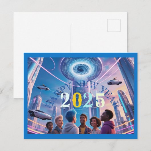 Gelukkig nieuwjaar 2025 Vakantie Briefkaart (Voorkant / Achterkant)