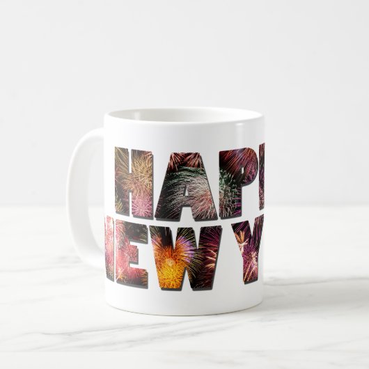 Gelukkig Nieuwjaar 2025 🎆 Vuurwerk Extravaganza! Koffiemok (Voorkant links)