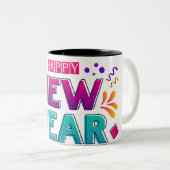 Gelukkig Nieuwjaar 2025 🎆 Vuurwerk Extravaganza! Tweekleurige Koffiemok (Voorkant rechts)