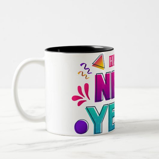 Gelukkig Nieuwjaar 2025 🎆 Vuurwerk Extravaganza! Tweekleurige Koffiemok (Links)