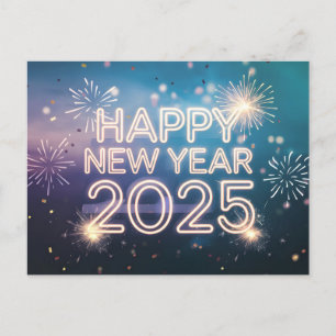 Gelukkig Nieuwjaar 2025 Vuurwerk Feestdagenkaart