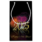 Gelukkig Nieuwjaar 2025 Vuurwerk Goud Klein Cadeauzakje (Achterkant)