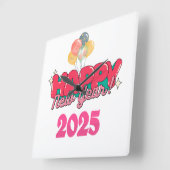 Gelukkig Nieuwjaar 2025 wandklok (Hoek)