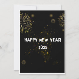 GELUKKIG NIEUWJAAR 2025 WENSEN Gouden vuurwerk kaa Feestdagenkaart