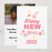 GELUKKIG NIEUWJAAR 2025 WENSEN Roze Kerstkaart (Voorkant / Achterkant)