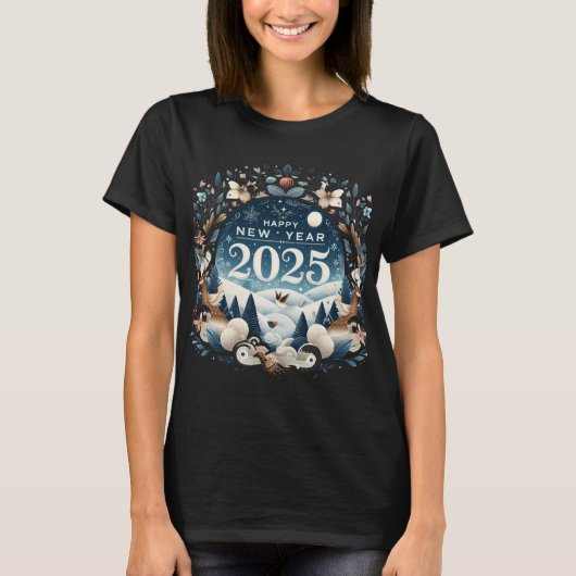 Gelukkig Nieuwjaar 2025 Winter Fantasy T-shirt (Voorkant)