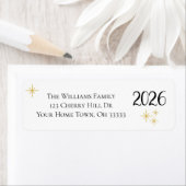 Gelukkig Nieuwjaar 2025 Zwart Goud Elegante Typogr Etiket (Insitu)