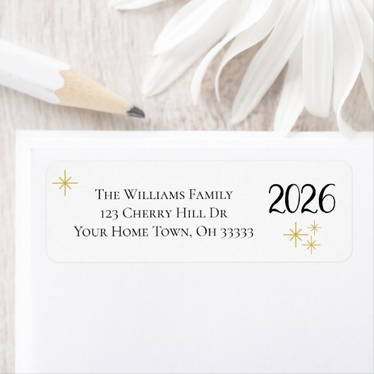 Gelukkig Nieuwjaar 2025 Zwart Goud Elegante Typogr Etiket (Insitu)