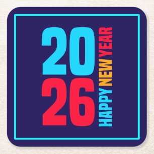Gelukkig Nieuwjaar 2026-34568 Kartonnen Onderzetters