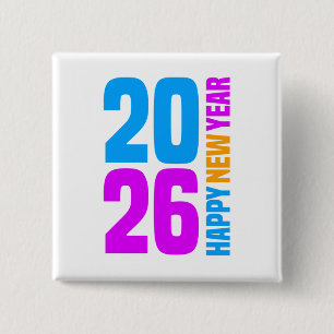 Gelukkig Nieuwjaar 2026-34568 T-shirt Vierkante Button 5,1 Cm