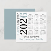 Gelukkig Nieuwjaar 2026 Blauw Wit Kalender Feestdagenkaart (Voorkant / Achterkant)