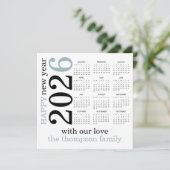 Gelukkig Nieuwjaar 2026 Blauw Wit Kalender Feestdagenkaart (Staand voorkant)