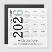 Gelukkig Nieuwjaar 2026 Blauwgroen Witte Kalender (Voorkant / Achterkant)