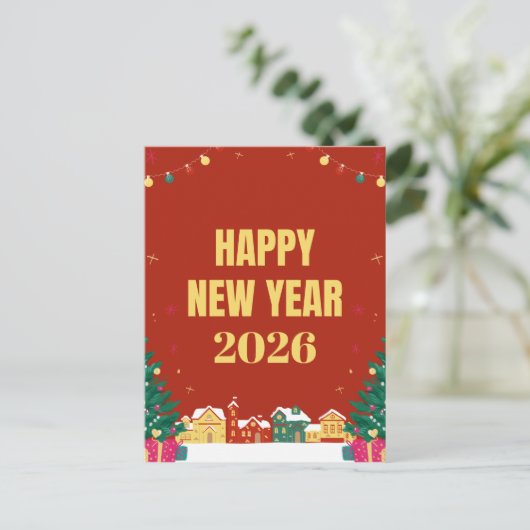 Gelukkig Nieuwjaar 2026 Briefkaart-feestelijk Wens Feestdagenkaart (Staand voorkant)