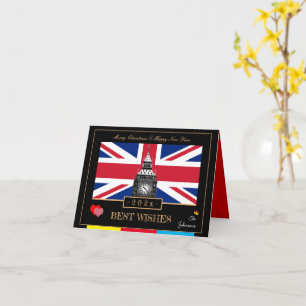 Gelukkig Nieuwjaar 2026, Britse vlag, Big Ben VK Kaart