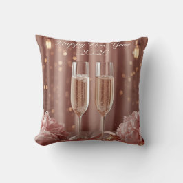 gelukkig nieuwjaar 2026 champagne bloem kussen