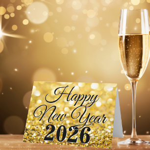 Gelukkig Nieuwjaar 2026 Chic Aangepast Goud Zakeli Feestdagen Kaart