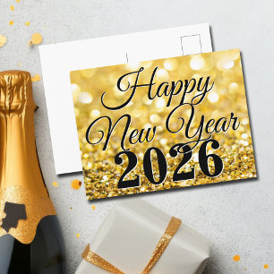 Gelukkig Nieuwjaar 2026 Chic Aangepast Goud Zakeli Feestdagenkaart
