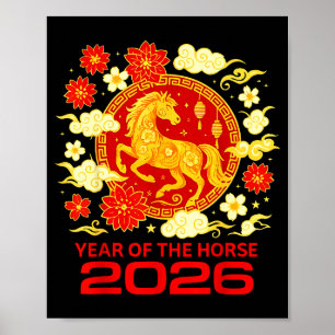 Gelukkig Nieuwjaar 2026 Chinees Nieuwjaar Paard Zo Poster