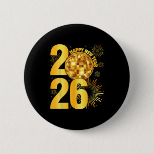 Gelukkig Nieuwjaar 2026 Coquette Boog Disco Bal Ni Ronde Button 5,7 Cm