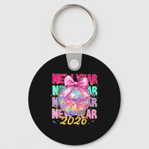 Gelukkig Nieuwjaar 2026 Coquette Boog & Disco Bal Sleutelhanger