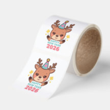gelukkig nieuwjaar 2026 cute stickerrol rendier