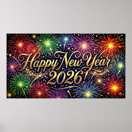 Gelukkig Nieuwjaar 2026 Decoratieve kunst - vuurwe Poster (Voorkant)