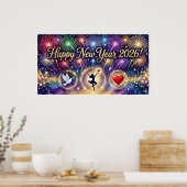 Gelukkig Nieuwjaar 2026 decoratieve kunst vuurwerk Poster (Keuken)