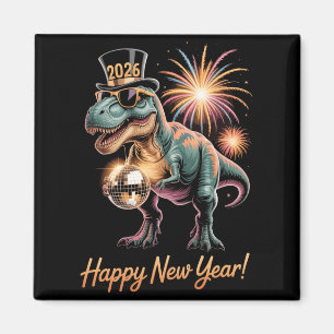 Gelukkig Nieuwjaar 2026 Dinosaur Grappige Dino T-s Magneet