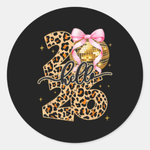 Gelukkig Nieuwjaar 2026 Disco Bal Boog Oud en Nieu Ronde Sticker