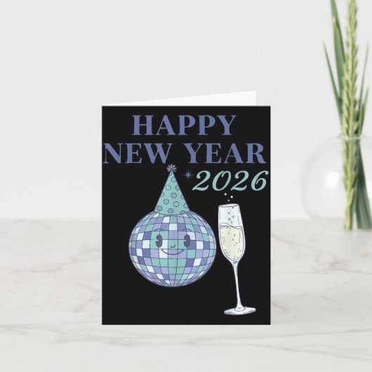 Gelukkig Nieuwjaar 2026 Disco Bal Feest Kaart (Voorkant)