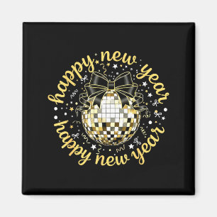 Gelukkig Nieuwjaar 2026 Disco Bal Gouden Boog Coqu Magneet