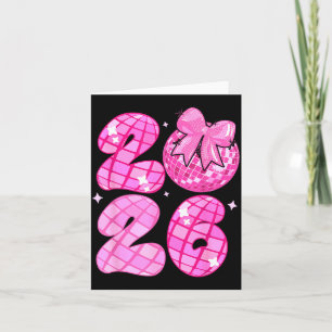 Gelukkig Nieuwjaar 2026 Disco Bal Nk Coquette Boog Kaart