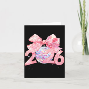 Gelukkig Nieuwjaar 2026 Disco Bal Nk Coquette Boog Kaart
