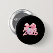 Gelukkig Nieuwjaar 2026 Disco Bal Nk Coquette Boog Ronde Button 5,7 Cm (Voorkant /achterkant)