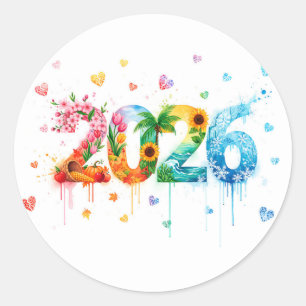 Gelukkig Nieuwjaar 2026: een jaar vol nieuwe mogel Ronde Sticker
