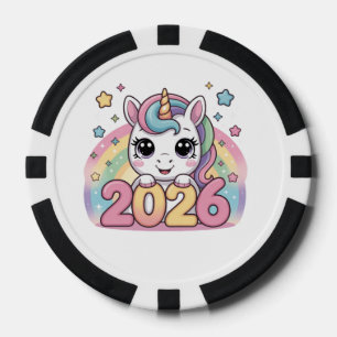 Gelukkig Nieuwjaar 2026 Eenhoorn Liefhebbers Magis Poker Chips