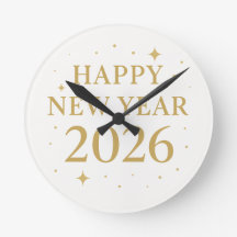 ✨ Gelukkig Nieuwjaar 2026 Elegante Gouden Wandklok